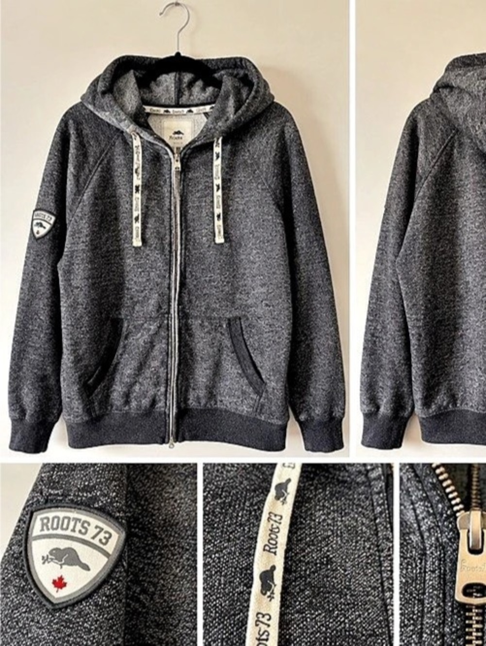 Roots 73 Men’s XL Grey Full-Zip Hoodie Jacket